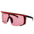 New Design Oversized Mirror Lenses  Women Rhinestone shades sunglasses womens vintage